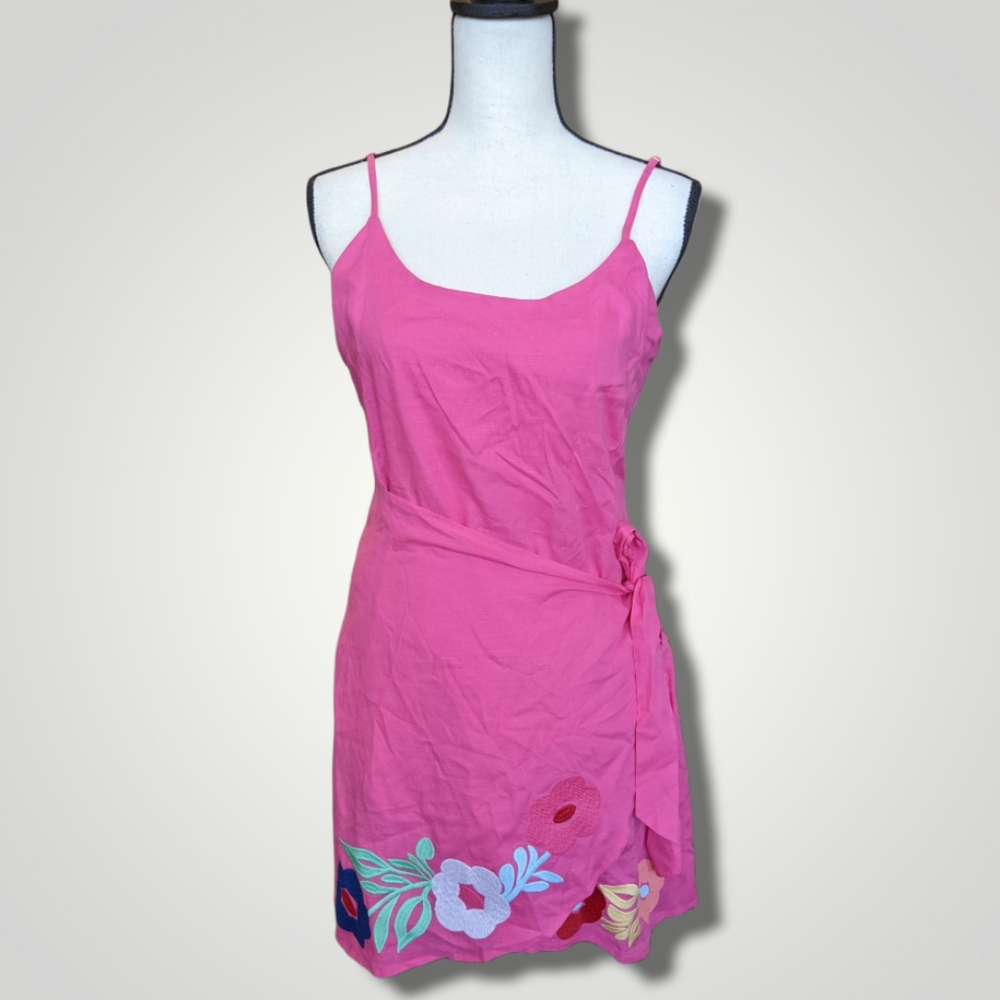 J. Marie Floral Faux Wrap Spaghetti Strap Dress Sz M